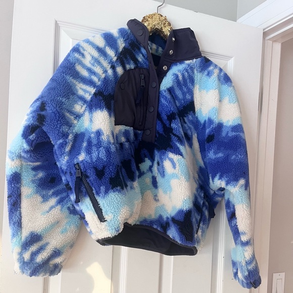 Free People Movement Rocky Ridge Pullover Fleece Gorpcore Jacket  Blue Tie Dye - Picture 2 of 9